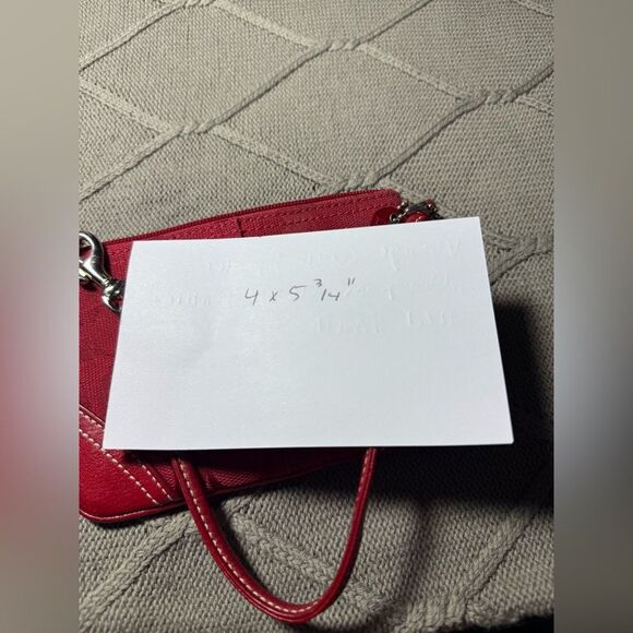 VTG COACH Signature Monogram Clutch Wristlet Red Small Mini Holiday - Picture 8 of 8